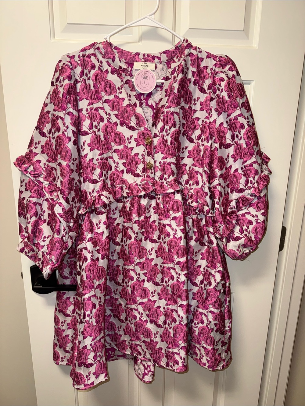 Ladies Floral Ruffle Jacquard Dress size small New with tags
